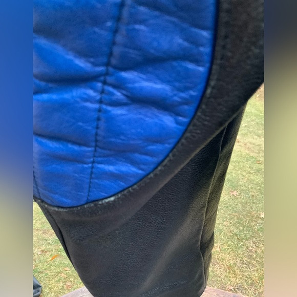 Vintage P LEATHER MONTREAL Moto MEN’S Leather Jacket Black & Blue Size Medium - Picture 11 of 16